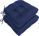 RACE LEAF Outdoor Seat Cushions Set of 2, 17" x 17" Square Patio Cushions, Plump Filling Tufted Water-Resistant Olefin Chair Seat Cushion with Ties for Non-Slip Support, Navy by GreenHaven Gardens