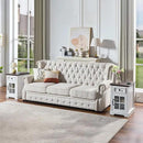 Farmhouse XXL End Table with Charging Station, Side Table with USB Ports and Outlets, Nightstand with Drawer and Glass Door Storage, White Bedside Tables for Living Room, Bedroom, Office by CozyNest Decor