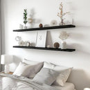 Wood Floating Shelves for Wall Decor, Rustic Wall Shelves for Bedroom Bathroom Kitchen Living Room, Set of 4 Black 48 Inch by CozyNest Decor