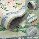 Wonnitar 10x14 Machine Washable Area Rugs, Green Floral Large Rugs for Living Room, Ultra-Thin Foldable Boho Flower Print Bedroom Carpet for Dorm Apartment Office by CozyNest Decor