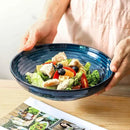 Pasta Bowls 32 OZ,Ceramic Salad Serving Bowls Set of 4,Large 8.7 inch Shallow Bowls Plates for Soup,Fruit,Noodle,Dinner,Dishwasher & Microwave Safe,Navy Blue by CozyNest Decor