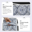 Inflatable Ottoman Stool D21 xH9 for Outdoor/Indoor Use, Water Repellent Patio Foot Rest Stool with Portable Handle,Round Pouf Ottoman Suitable for Garden,Deck and Camping - Medallion Blue by CozyNest Decor