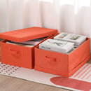 HOONEX Storage Bins with Lids for Organizing, Pack of 2, Storage Boxes with 2 Carrying Handles and Sturdy Heavy Cardboard, 16.5" L x 11.8" W x 7.5" H for Shoes, Books, Clothes, Nursery, Orange by TinyTreasures Baby Boutique