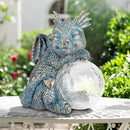 WONDER GARDEN Dragon Statue - Sleeping Dragon Figurines Solar Light Resin Garden Statues with Crackled Glass Globe Outdoor Waterproof Lawn Ornament Decor by CozyNest Decor