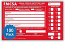 100 Pack Buck Aluminum Annual Vehicle Inspection Label with Punch Boxes, 2 Mil Red FMCSA Self Adhesive Sticker, DOT Compliant, Weatherproof, Tear Resistant, Easy to Write On, 6" x 3.5" - Made in USA by GreenHaven Gardens