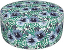 Inflatable Ottoman Stool D31 xH14 for Outdoor/Indoor Use, Water Repellent Patio Foot Rest with Portable Handle,Round Pouf Ottoman Suitable for Garden,Deck and Camping - Blue Salmone Tropical by CozyNest Decor