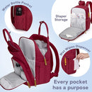 RUVALINO Diaper Bag Backpack, Multifunction Travel Pack Maternity Baby Changing Bags, Large Capacity, Waterproof, Purplish Red by TinyTreasures Baby Boutique