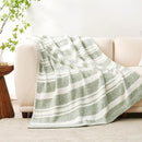 Snuggle Sac Stripe Sage Green Throw Blanket for Couch, Super Soft Warm Blankets Cozy Knit Fuzzy Plush Lightweight Throws for Sofa, Bed,Living Room, Stripe Green, 50x60 inches by TinyTreasures Baby Boutique