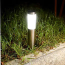 TECHKO Stainless Steel Outdoor Solar Bollard Path Lights (2-Pack), Solar Cylinder Pathway Lights (Stainless Steel) by GreenHaven Gardens