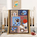 Wowelife Sports Mini Crib Bedding Set Boys Brown 3PCs Mini Crib Comforter Set Basketball Baseball Rugby Nursery Bedding Sets for Boys with Soft Comforter, Crib Skirt and 38x24 Sheet, Brown by TinyTreasures Baby Boutique