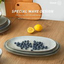famiware Serving Platter, Oval 15.59/14.3/12.9inch Serving Dishes for Entertaining, Serving Bowls, Reactive Glaze, Stoneware Serving Trays for Party, Food, Turkey, Cheese, Ocean Series, Grey by CozyNest Decor