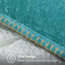 decorUhome Chenille Soft Throw Pillow Covers 12x20 Set of 2, Lumbar Velvet Farmhouse Neutral Decorative Euro Pillow Covers with Stitched Edge for Couch Sofa Bed Home Decor, Turquoise by CozyNest Decor