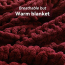 Chunky Knit Throw Blanket, 60''*80'' Knitted Throw Chenille Yarn for Bed Couch, Handmade Red Crochet Big Thick Blanket, Machine Washable Cute Comfy Blanket for Home Decor by CozyNest Decor