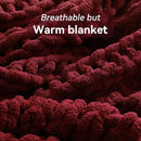 Chunky Knit Throw Blanket, 50''*60'' Knitted Throw Chenille Yarn for Bed Couch, Handmade Red Crochet Big Thick Blanket, Machine Washable Cute Comfy Blanket for Home Decor by CozyNest Decor
