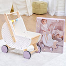 Wooden Baby Walker & Doll Stroller – Adjustable Handle Push Cart, Anti‑Tip, Quiet Wheels, Pretend Shopping Cart – Montessori Wooden Walker for Babies, Doll Stroller for Toddlers 12m+ by TinyTreasures Baby Boutique