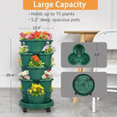 VECELO 5 Tier Vertical Garden Planter, Self Watering Stackable Planters with Wheels for Strawberries, Herbs, Flowers, Vegetables, Dark Green by CozyNest Decor