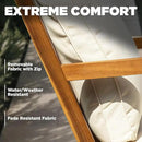 IDZO Club Rocking Chair 500lbs Capacity with Inclined Backrest, Thick Foam Cushion, Solid Acacia Wood Rocker for Patio, Backyard, Balcony, Porch by CozyNest Decor