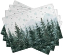 Winter Pine Tree Snowflake Placemats Set of 4 Christmas Snow Green Forest Place Mat 12x18 Inch Seasonal Xmas Holiday Rustic Nature Washable Fabric Table Mats for Farmhouse Kitchen Dining Decoration by CozyNest Decor