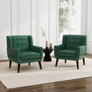 UIXE PU Leather Accent Chairs Set of 2, Modern Arm Club Chair Upholstered Armchair for Living Room, Comfy Single Sofa Seats Button Tufted Reading Seating, Green by CozyNest Decor