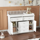 Nursery Dresser with Changing Table Top, 46" W Baby Dresser with 2 Drawers, Laundry Basket & Raised Guard, Infant Diaper Changing Storage Organize Station for Nursery and Baby Bedroom, White by TinyTreasures Baby Boutique