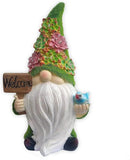 Solar Gnomes Garden Statues,Resin Gnome Figurine Holding Welcome Card and Bird with Solar Lights, Outdoor Gnomes Decorations for Yard Patio Lawn Porch, Garden Gifts by CozyNest Decor