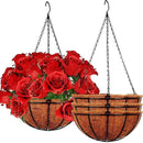 4 Pack 10 inch Metal Hanging Planters Basket with Coco Coir Liner Outdoor-Hanging Baskets for Plants Outdoor,Metal Wire Baskets with Window Box Planters, Hanging Flower Pots for Railings by CozyNest Decor
