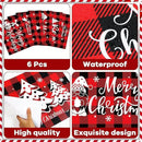 Christmas Placemats Set of 6 Red and Black Plaid Table Mats Plastic Xmas Recyclable Place Mats Washable Holiday Table Decoration for Indoor Outdoor Christmas Party Kitchen Dining by CozyNest Decor