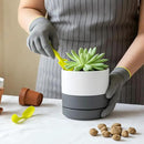 D'vine Dev 3.5 Inch & 4.7 Inch Ceramic Planter Pots for Plants with Drainage Hole and Saucer, X-Small Plant Pots Set, White/Speckled Grey, 94-G-XS-6 by GreenHaven Gardens