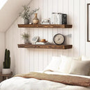 36"x6.8"x1.6" Slanted Floating Wall Shelves 2-Pack - Rustic Brown Finish, Heavy-Duty Solid Wood Design with Hidden Brackets - Perfect for Living Room, Kitchen, Bathroom, or Office by CozyNest Decor