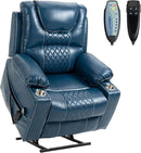 Dual Motor Power Lift Recliner Chair for Adults Elderly, Lay Flat Faux Leather Recliners with Massage Heating, Infinite Position, 2 Cup Holders, 2 Side Pockets, Up to 400LBS by CozyNest Decor