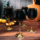 Set Of 4 Black Wine Glasses Gold Stemmed 14 Oz By Gold Rim Wine Glasses Black Colore by The Wine Savant