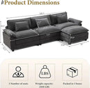 URRED Modular Sectional Sofa Comfy Cloud Couch, Modern Velvet Sofa Sleeper Deep Seat Couches with Ottoman/Pillows for Living Room (Dark Gray, 117''- L Shape) by CozyNest Decor