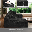 Modular Sectional Sofa Cloud Sectional Couch, 135" Comfy Fluffy U Shaped Black Couches for Living Room, Deep Seat Memory Foam Plush Corduroy Boneless Couch Sectionals with Left Facing Chaise Sofa by CozyNest Decor