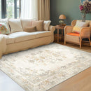 jinchan Vintage Floral 5x7 Area Rugs - Machine Washable Distressed Design Soft Ultra-Thin Low-Pile Non-Slip Carpet for Kitchen Bedroom Nursery Living Room Dining Room Home Office (5x7ft,Light Grey) by TinyTreasures Baby Boutique