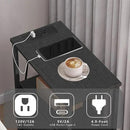 TUTOTAK Small Narrow End Table with Charging Station, Side Table with Outlets, Nightstand with 2 Cloth Drawers, Couch Table, for Living Room, Bedroom, Bedside, Black TB01BK085 by CozyNest Decor