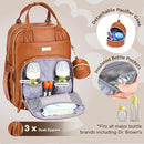 RUVALINO Diaper Bag Backpack, Multifunction Travel Pack Maternity Baby Changing Bags, Large Capacity, Waterproof, Brown by TinyTreasures Baby Boutique