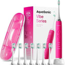 Aquasonic Vibe Series Ultra-Whitening Toothbrush – ADA Accepted Electric Toothbrush - 8 Brush Heads & Travel Case – 40,000 VPM Motor & Wireless Charging - 4 Modes w Smart Timer – Electric Pink by CozyNest Decor