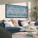 DUNHUANG ART Blue Tree Canvas Wall Art - Large Size Teal Abstract Painting for Home Office Living Room Bedroom Bathroom - Black Framed - Wall Decor Living Room 20"x40" by CozyNest Decor