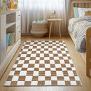 jinchan 3x5 Brown Checkered Area Rugs for Kids Room - Machine Washable Rug Modern Neutral Geometric Lattice Soft Non-Slip Carpet for Nursery Playroom Bedroom Entryway Living Room Home Office by CozyNest Decor