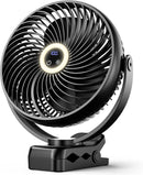 Koonie 10000mAh Portable Clip on Fan with LED Lantern and Hook, 8'' Battery Operated Desk Fan, Quiet Camping Fan with LED Digital Display, 360° Rotation & 3 Speeds for Travel Tent Gym Treadmill by TinyTreasures Baby Boutique