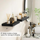 Fun Memories 16 Inch Floating Shelves - Deep Rustic Black Wooden Wall Shelves - Extra Deeper & Thicker Wall Mounted Storage Shelf for Bedroom, Kitchen, Farmhouse - 2 Pack, Rustic Black by CozyNest Decor