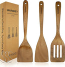 Acacia Wood Spatula Set of 3 - Natural Wooden Cooking Utensils for Nonstick Pans, Scratch-Proof & Heat Resistant, Sturdy & Lightweight Kitchen Tools with Hanging Holes by CozyNest Decor
