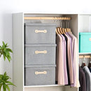 Enzk&Unity Decorative Storage Boxes with Lids, 3 Pack Grey Fabric Storage Bins with Handle, Foldbale and Stackable Storage Boxes for Shelf, Closet, Bedroom, Living Room