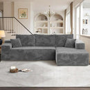 106" Cloud Sectional Couches for Living Room,Plush Corduroy Boneless Couch with Comfy Chaise,L Shaped Sofa in A Box No Assembly Require,Grey by CozyNest Decor