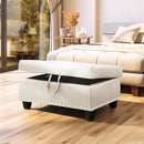 Ottoman Rectangular Storage Ottoman Bench, Faux Leather Footrest, Coffee Table, Stool Footstool with Hinged Lid for Living Room, Bedroom, Entryway, White, 28.5"x19"x17.5" by CozyNest Decor