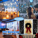 Upgraded Solar Curtain Lights Remote Control, Outdoor Garden Lights 300 LED 8 Modes Remote Control Waterproof Solar Waterfall Fairy String Lights Decoration for Patio Garden Party Wedding (Cool White) by GreenHaven Gardens