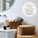 BEBE BASK Premium Scalloped Basket Set Of 2 - Scallop Basket - 16 x 10 x 7 Inch - Hand-Woven Elegant Wicker With Scalloped Edge - Nursery Storage (Mocca) by GreenHaven Gardens