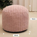 Round Stuffed Pouf Ottoman for Foot Rest, Storage Ottoman Pouf Foot Stool Cushion, Faux Fur Poufs with Foam Chunk Filling, 26 X 18 Inch Floor Chair for Living Room Bedroom Home Decor, Pink by CozyNest Decor