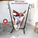 ZEYU Hammock Chair with Stand Double Hammock Chair Bohemian Style with Tassel Mobile Phone Support Manual Adjustable Swing Indoor and Outdoor Garden Porch with Floor mat Reclining Capacity 400 pounds by GreenHaven Gardens