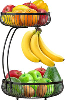 Simple Houseware 2-Tier Countertop Fruit Basket with Banana Hanger, Black by CozyNest Decor